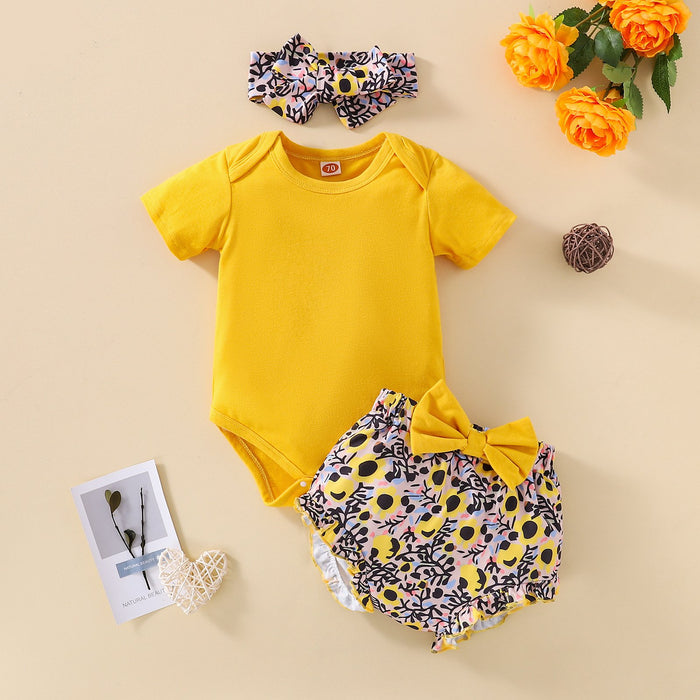 Short sleeve floral suit three piece set