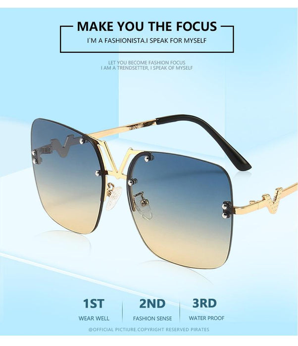 Metal square colour large frame sunglasses