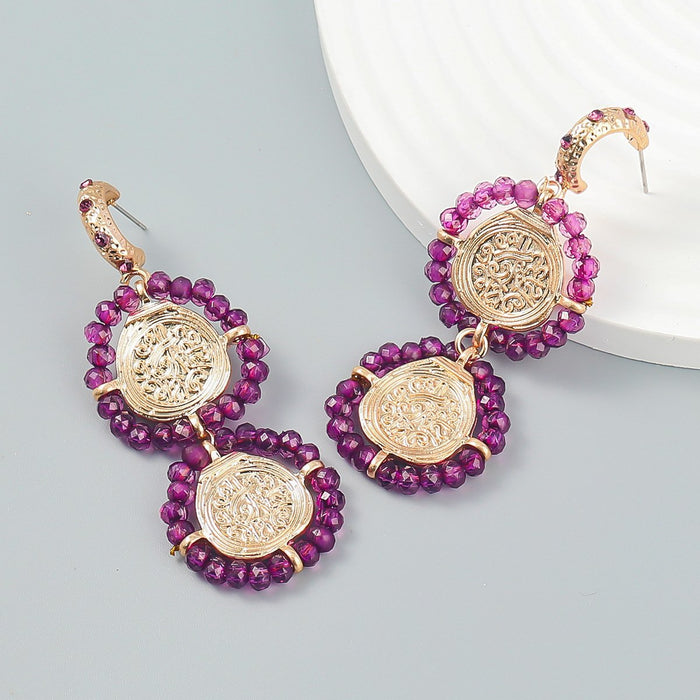 Multi Layer Woven Bohemian Women's Round Earrings