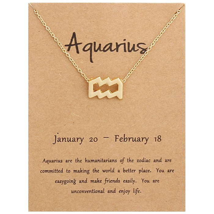 Twelve Constellations Necklace Collarbone Chain Pendant Card Short Necklace