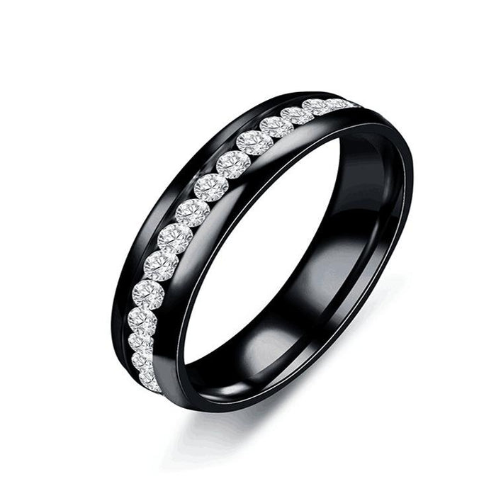 Titanium Steel Single Row Diamond Ring