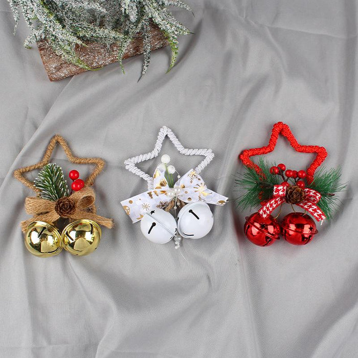 Christmas Five-pointed Star Bell Bow Ornaments Decoration