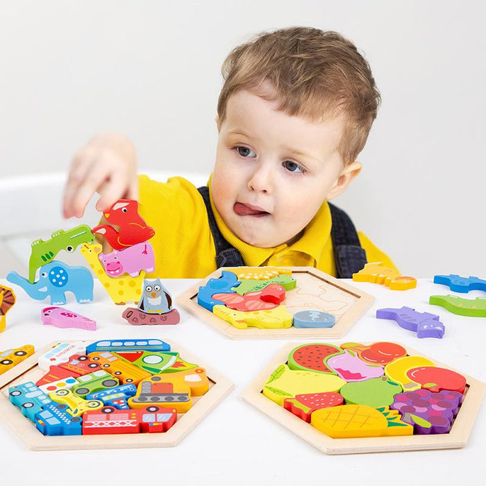 Children's Wooden Three-dimensional Cartoon Puzzle Toy