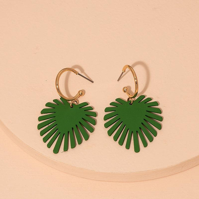 Fashion Simple Fresh Green Leaf Female Earrings