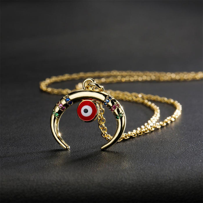 New Fashion Zircon Geometric Devil's Eye Necklace