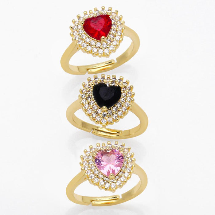 Light Luxury, High-quality, Full Diamond Zircon Heart-shaped Ring