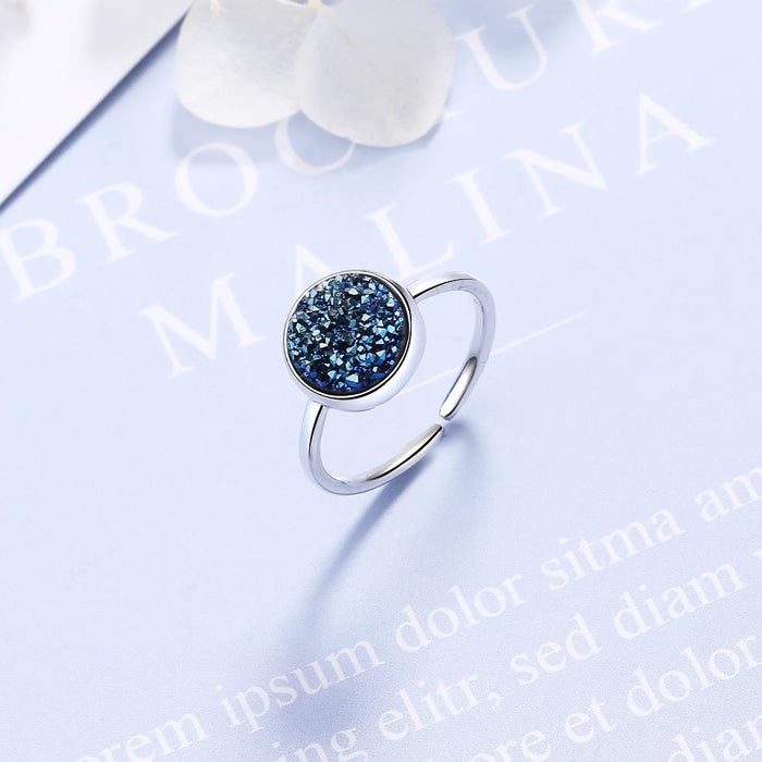 New Round Blue Temperament Geometric Opening Ring