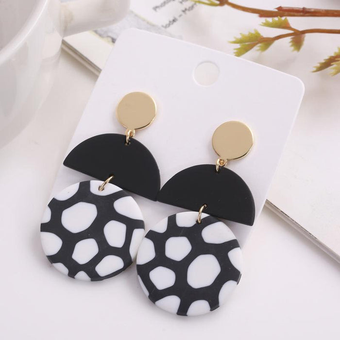 Modern Simple Geometric Spotted Soft Pottery Earrings and Earrings