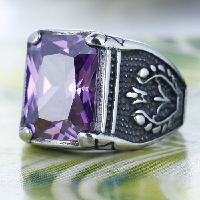 Fashon Jewelry Purple Zircon Anqutie Silver colour Rings