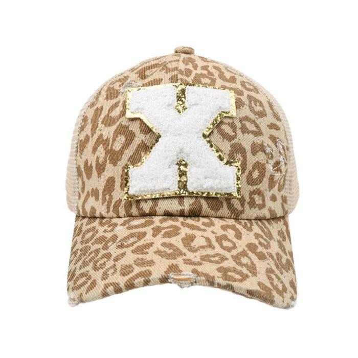 New Leopard 26 Letter Baseball Cap Sports Permeable Mesh Cap