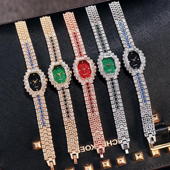 Fashion Women Dress Watches Luxury Crystal Bracelet Quartz Wristwatch Casual