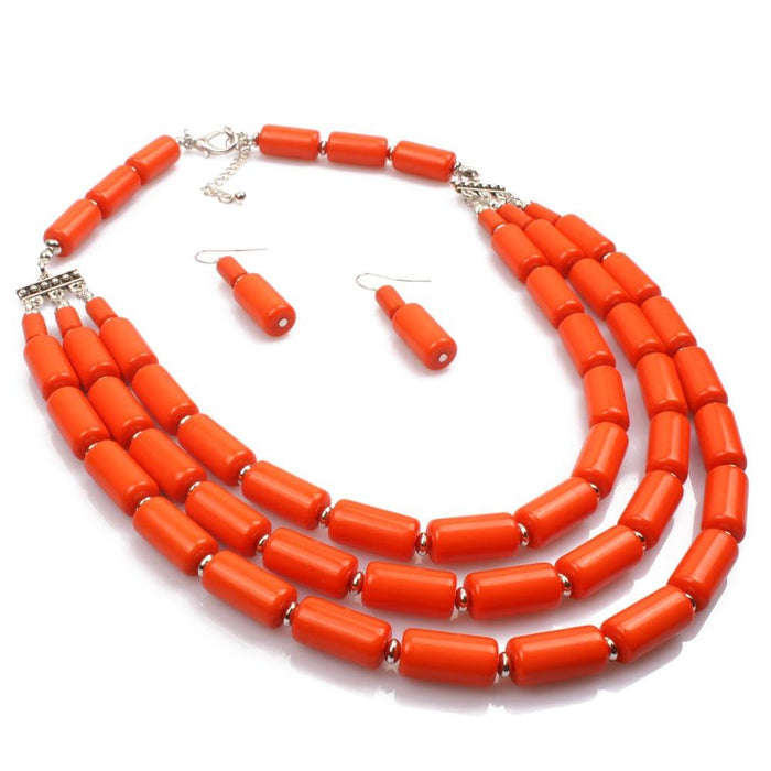 Women's Jewelry BEADED Three Piece Multi-layer Necklace Set