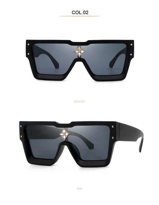 Men's and women's large frame square Rhinestone Sunglasses