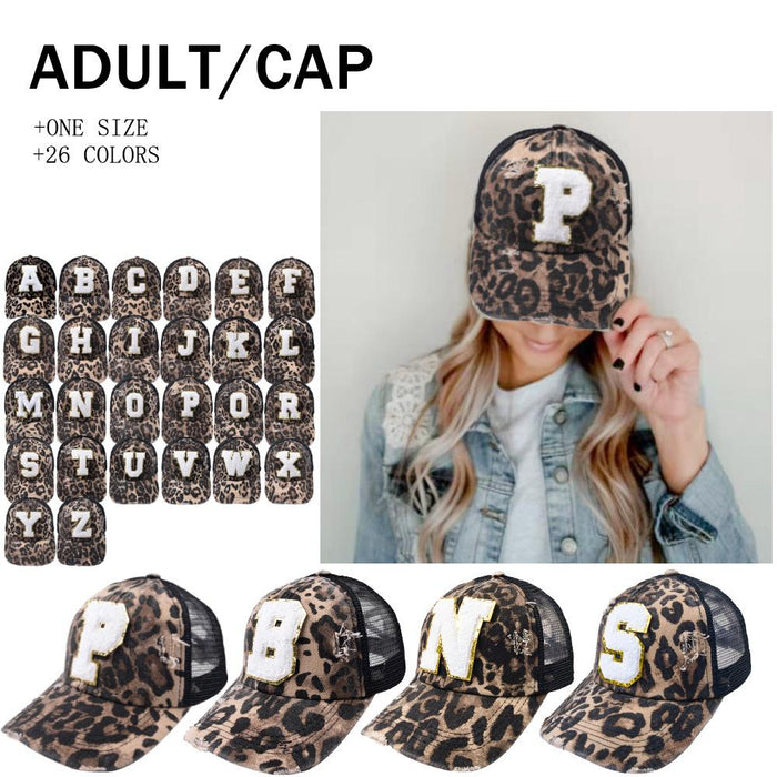 26 Letters Leopard Print Baseball Cap