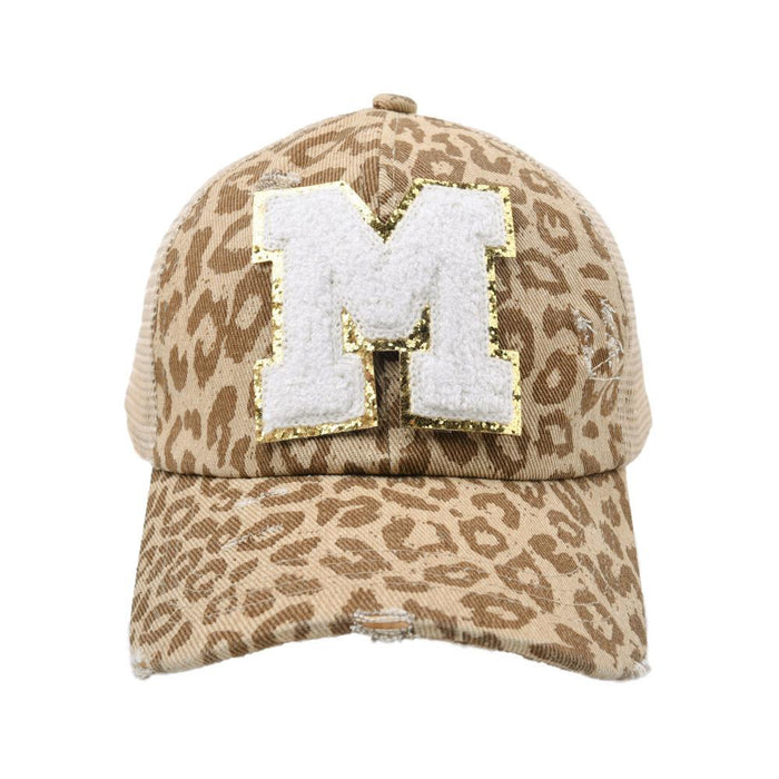 New Leopard 26 Letter Baseball Cap Sports Permeable Mesh Cap