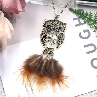 Female Pop Creative Feather Owl Earrings