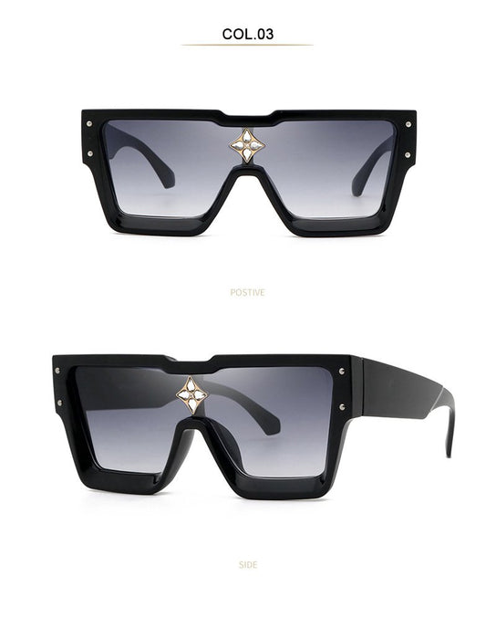 Men's and women's large frame square Rhinestone Sunglasses