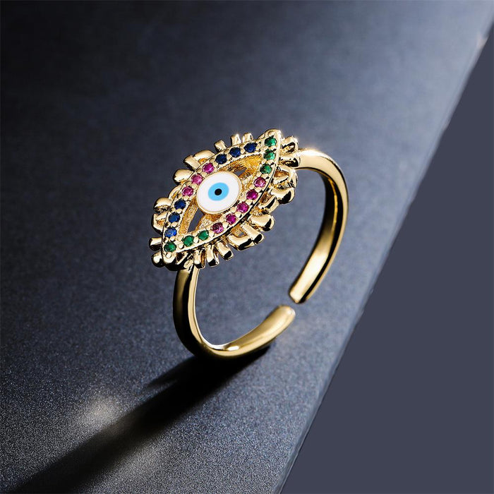 New Lucky Eye Shape Geometric Opening Ring