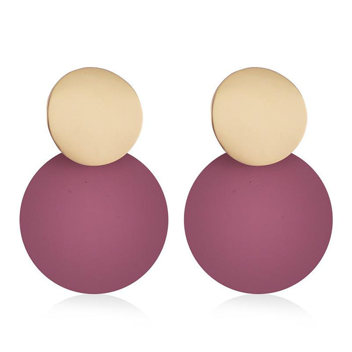 Asymmetric Size Round Metal Earrings