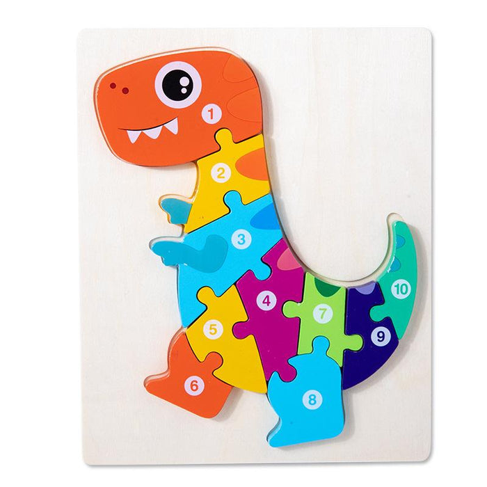 Wooden 3D Buckle Dinosaur Puzzle Toy