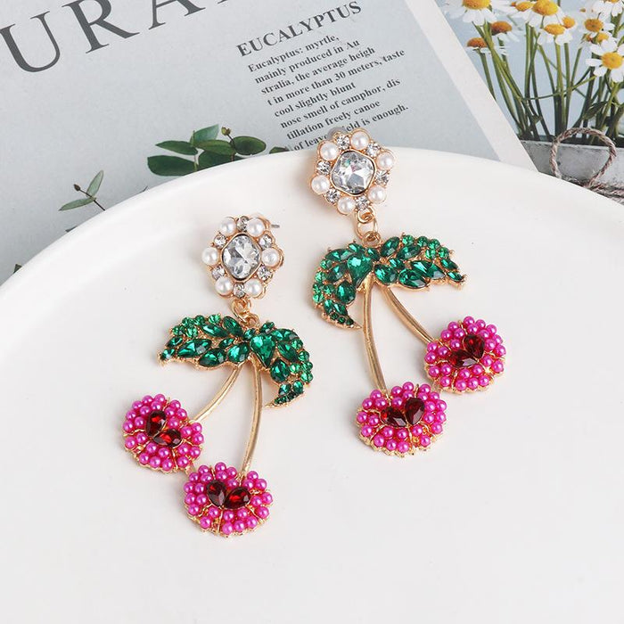 Women's Fashion Bright Fruit Cherry Earrings Accessories