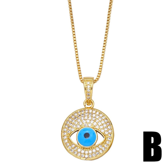 New Fashion Demon Eye Pendant Zircon Necklace