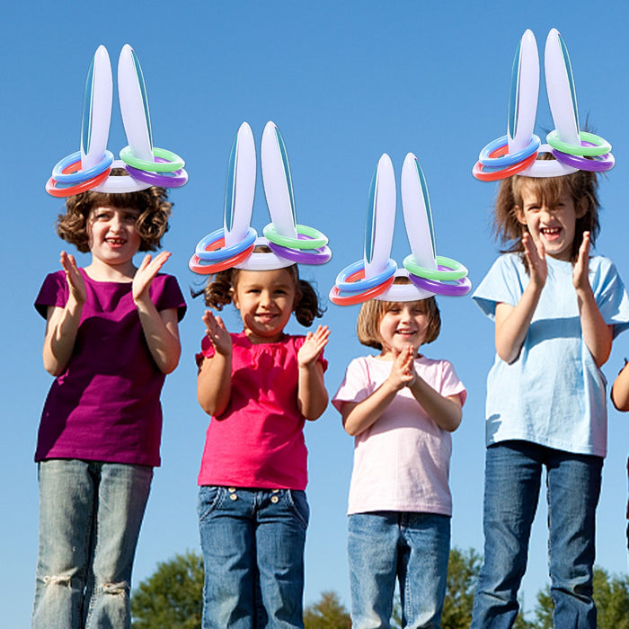 Bunny Ring Toss Game Inflatable Easter Bunny Ears Throwing Ring Toy