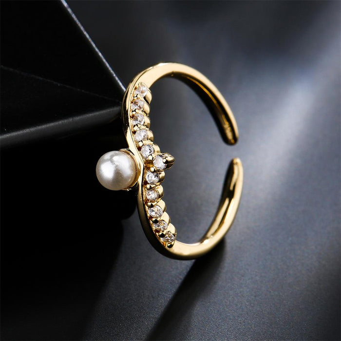 New Fashion Zircon Gold Color Geometric Open Ring