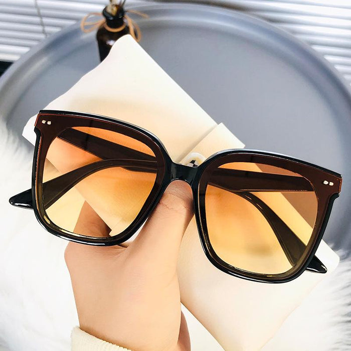 Retro Tan Sunglasses large frame square anti UV