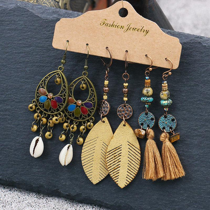 Geometric Bohemian National Style Fashion Big Circle Tassel Earrings