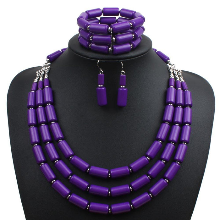 Women's Jewelry BEADED Three Piece Multi-layer Necklace Set