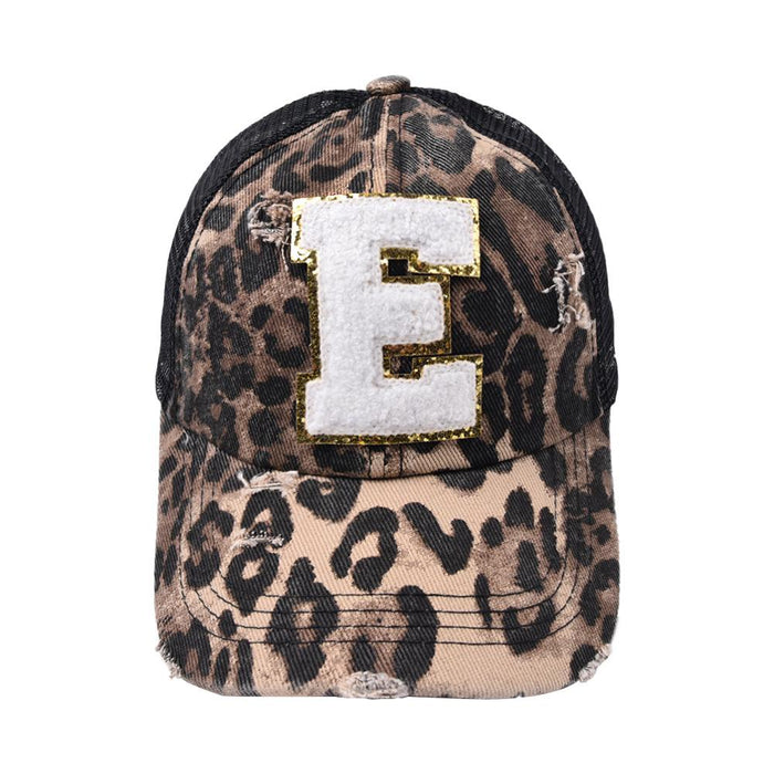 26 Letters Leopard Print Baseball Cap