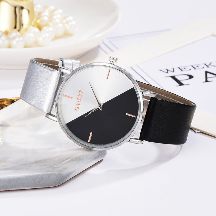 Ladies Two-color Simple Watch Versatile Personality Quartz Watch