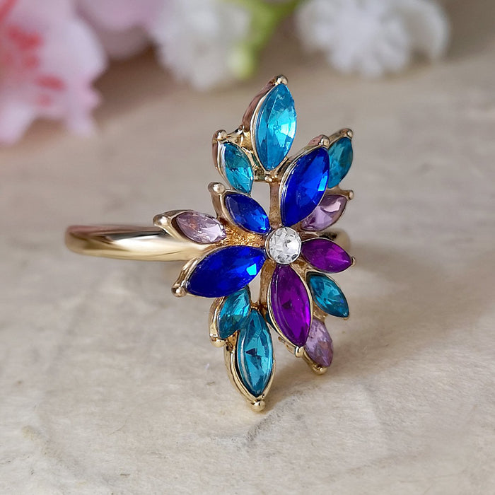 Flower Colorful Ring Women's Personalized Hand Jewelry Trend Ring