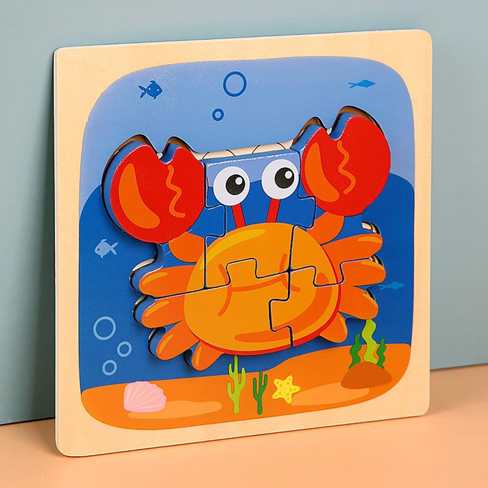 Wooden children cartoon three-dimensional jigsaw puzzle early education toy