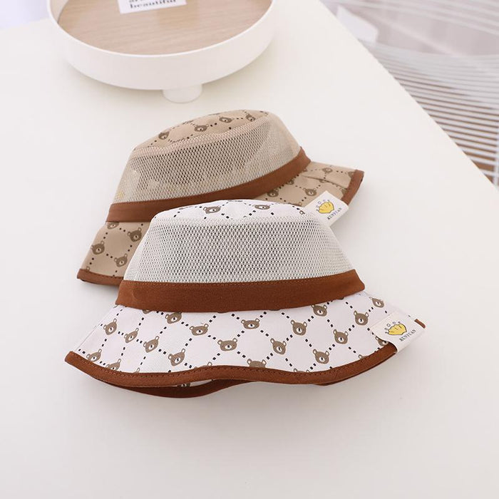 Summer Sunshade Wired Bear Print Children's Mesh Hat