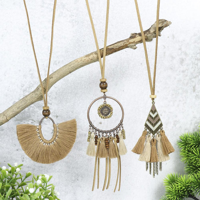 3pcs/set Bohemian Handmade Tassel Pendant Necklace