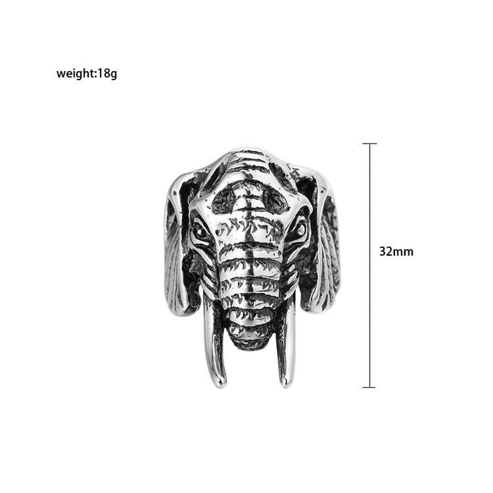 Retro Thai Elephant Men's Titanium Steel Ring