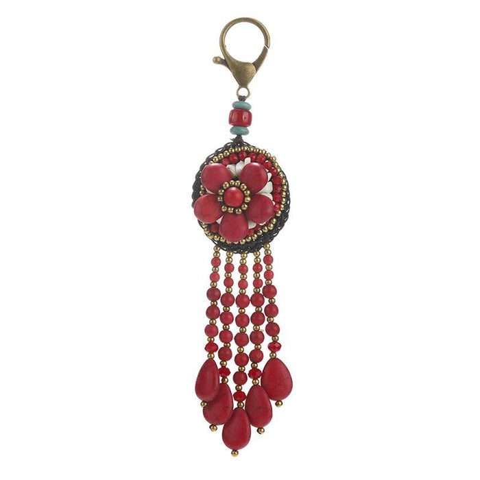 Bohemian Hand Woven Flower Handbag Car Pendant Keychains Pendant