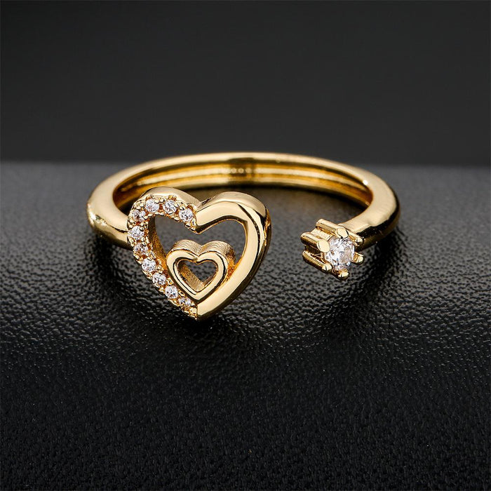 Small Fresh Style Simple Design Ring Zircon Open Ring