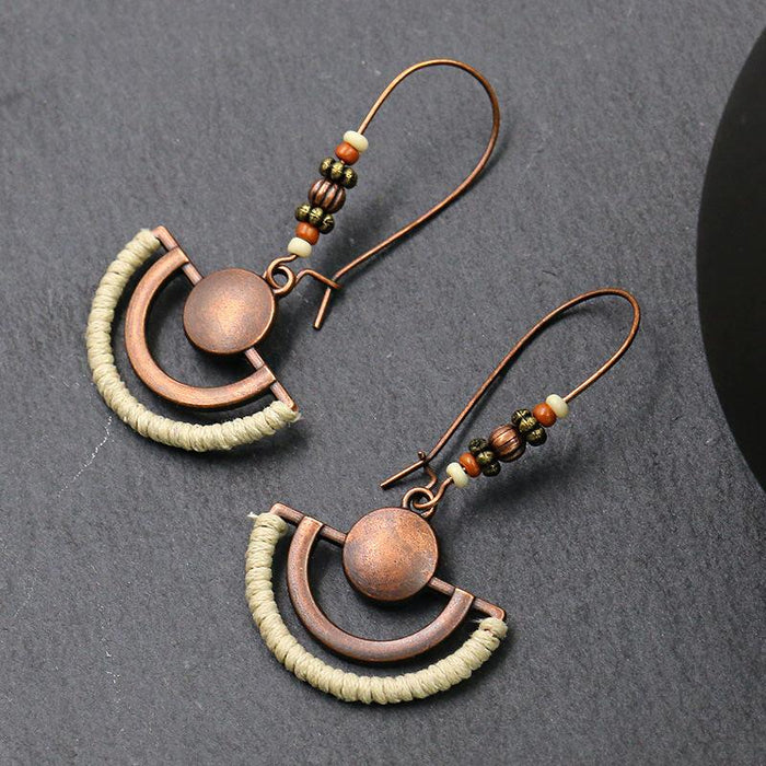 Women's Retro Round Creative Flower Alloy Earrings