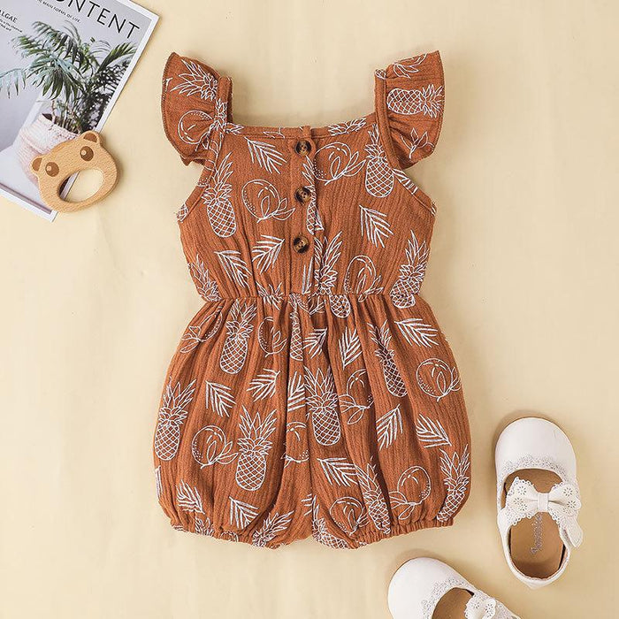 Baby Summer Suspender Bow Floral Jumpsuit