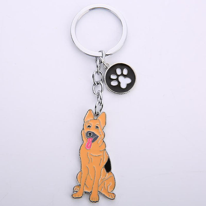 Multicolor Pet Dog Painted Zinc Alloy Keychain