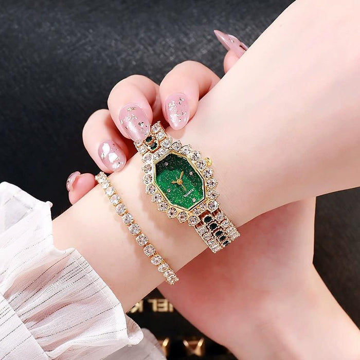 Fashion Women Dress Watches Luxury Crystal Bracelet Quartz Wristwatch Casual