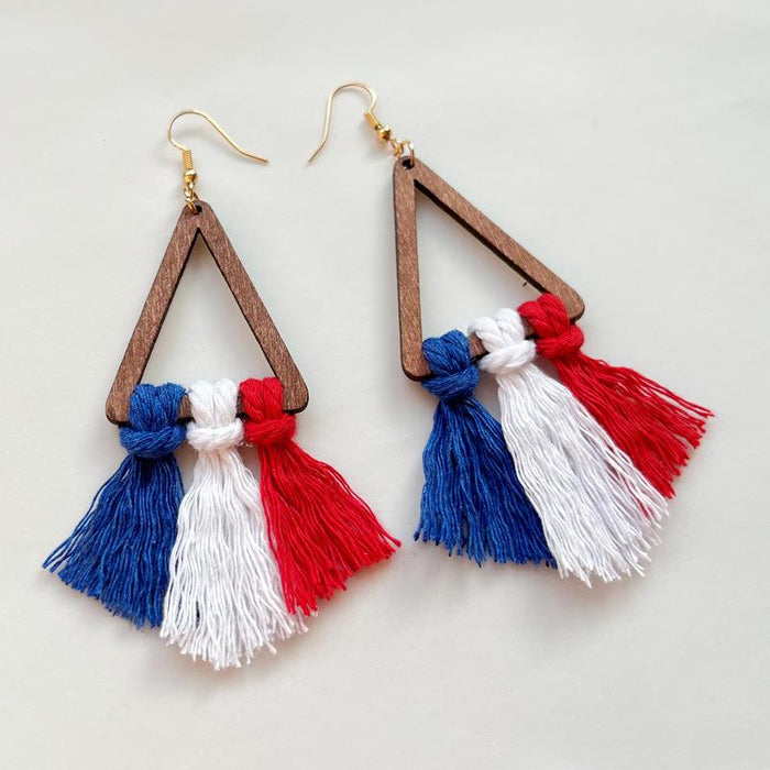 Women's Tricolour Braided Tassel Earrings