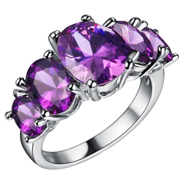 Luxury Stones Women Jewelry Purple /Mix-colour Zircon Rings