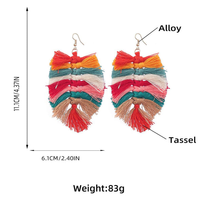 Women's Bohemian Style Hand Woven colour Matching Earrings