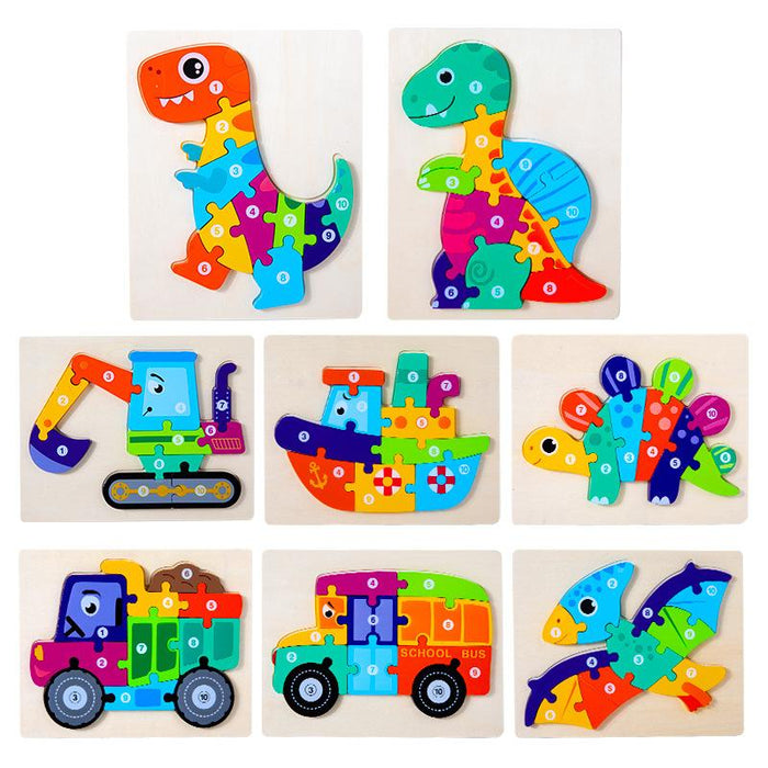 Wooden 3D Buckle Dinosaur Puzzle Toy