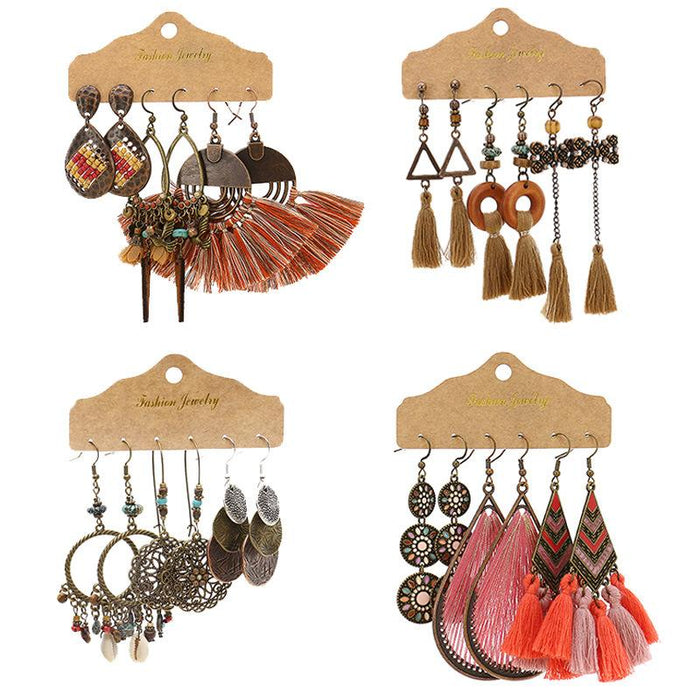 Geometric Bohemian National Style Fashion Big Circle Tassel Earrings