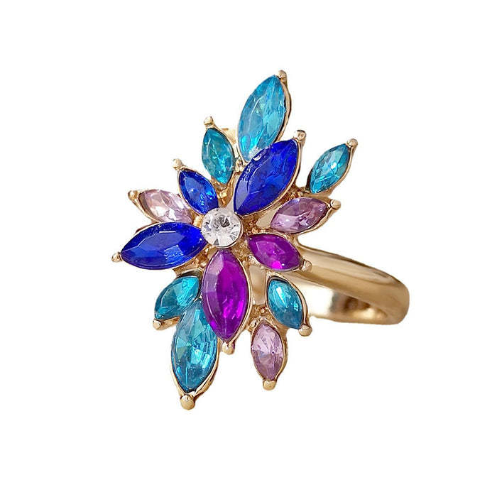 Flower Colorful Ring Women's Personalized Hand Jewelry Trend Ring